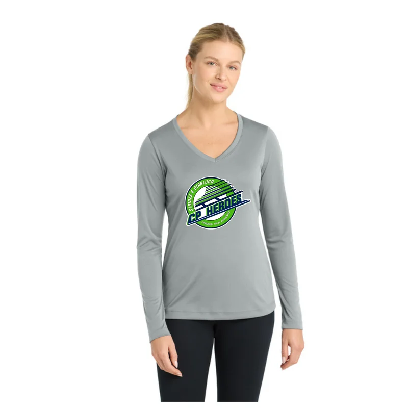 Silver CP Heroes  - Sport-Tek® Women's Long Sleeve PosiCharge® Competitor™ V-Neck Tee