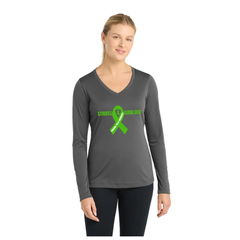 Iron Grey Strides 4 GIANLUCA - Sport-Tek® Women's Long Sleeve PosiCharge® Competitor™ V-Neck Tee